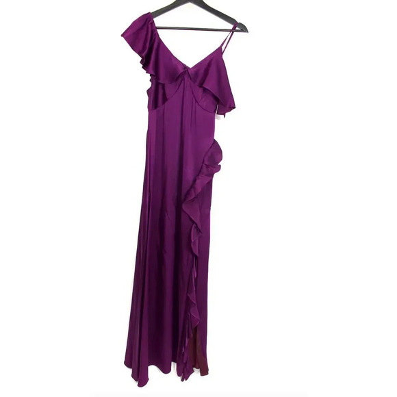 Jill Stuart Sleeveless Nina Maxi Ruffle Slit Dress Violet Size 8 - Picture 1 of 9